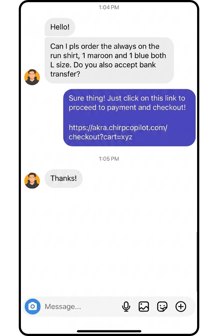 Checkout links mockup