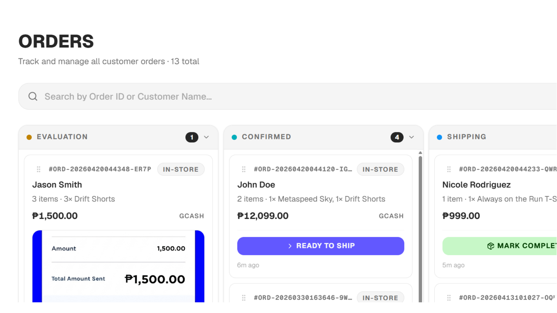 Orders mockup